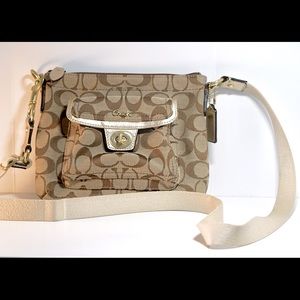 Swingpack Signature ‘Penelope’ Turnlock Brown Khaki Canvas Cross Body Bag